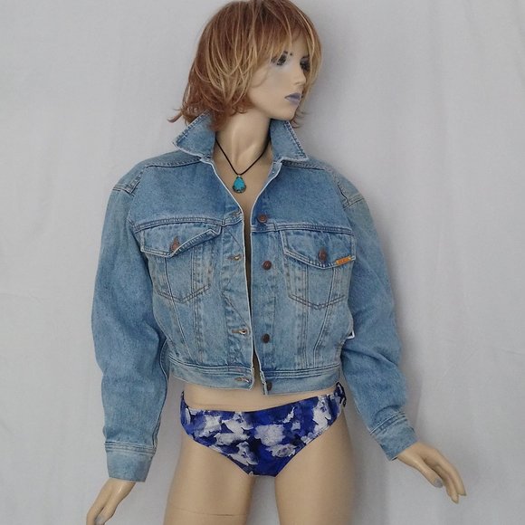 RARE Vintage 1970's Jordache Cropped Denim Jacket Sz L NWT Y2K Style - Picture 1 of 8